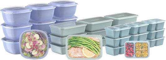 Bentgo Prep 60-Piece Variety Meal Prep Kit - Reusable PFAS & BPA-Free Food Containers 1-Compartment Trays, Prep Bowls, & Snack Boxes - Microwave, Freezer, & Dishwasher Safe (Rich Shades)