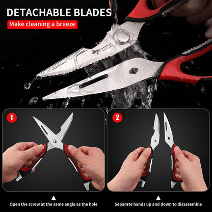 MAD SHARK Kitchen Scissors All Purpose Kitchen Shears Come Apart,Stainless Steel Utility Scissors with Comfort Grip,Heavy Duty Poultry Shears for Food,Chicken,Meat,Fish,Dishwash Safe(BLACK)