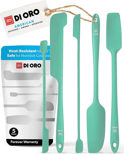 DI ORO Silicone Jar Spatula Set - 600F Heat Resistant, 5-Pc Red