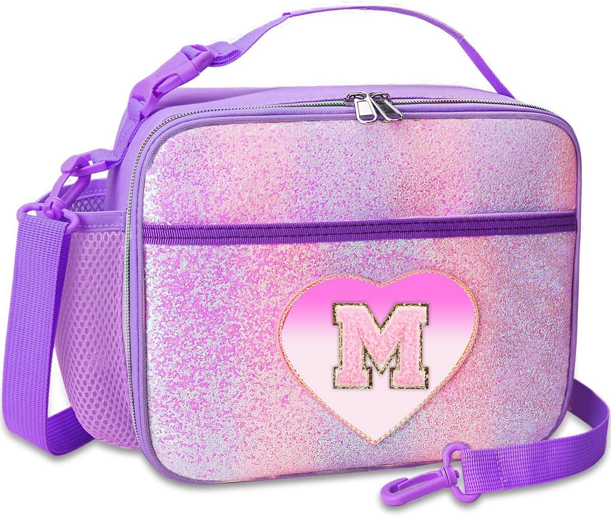 RHCPFOVR Kids Initial Lunch Bag - Insulated Lunch Box for Boys Girls,Washable Lunch Bag and Reusable Toddler Leak-proof Lunchbox for School and Daycare - Colors A