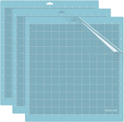 REALIKE 12x12 Light Cutting Mat Compatible with Cricut Maker 3/Maker 4/Maker/Explore 3/4/Air 2/Air/One(3 Mats), Gridded Adhesive Non-Slip Cut Mat for Crafts, Quilting, Sewing and All Arts