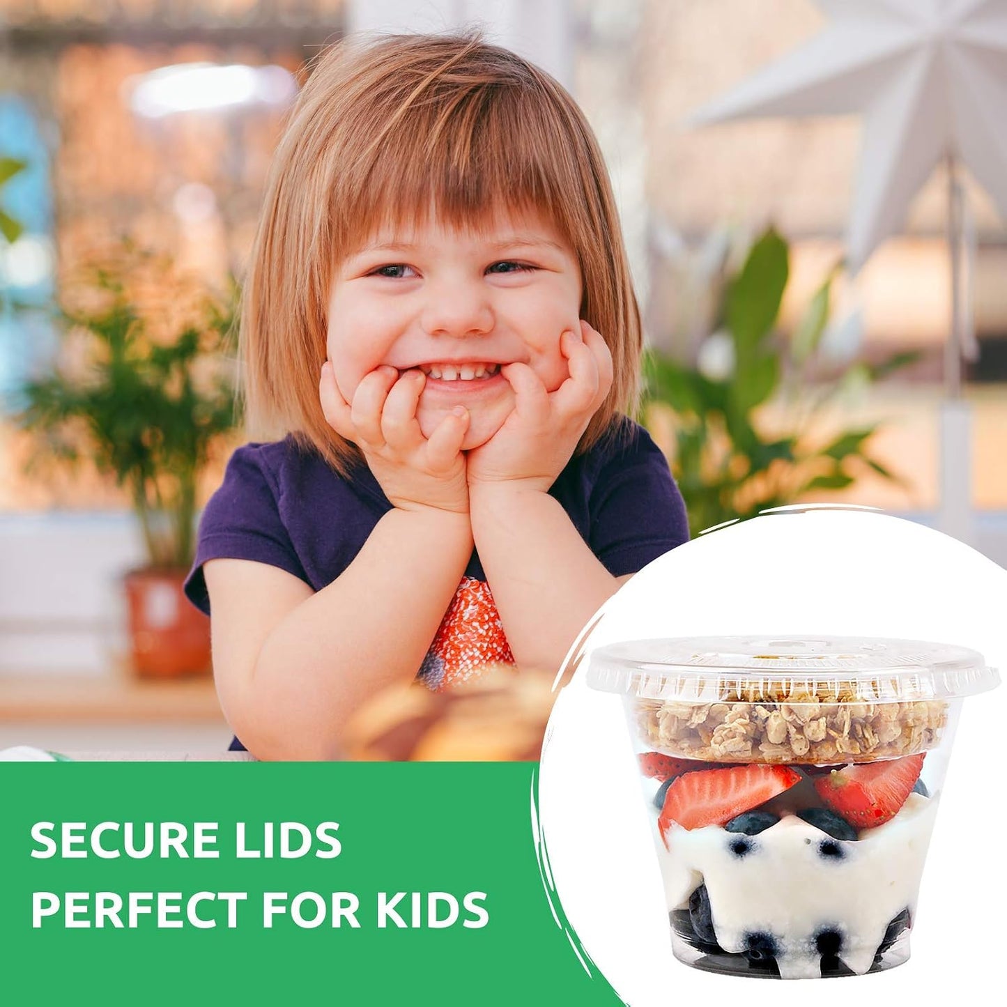Aatriet 12 oz Clear Plastic Parfait Cups with Insert 3.25oz & Dome Lids No Hole - (20 Sets) Yogurt Fruit Parfait Cups, for Dips and Veggies, Take Away Breakfast and Snacks. No Leaking