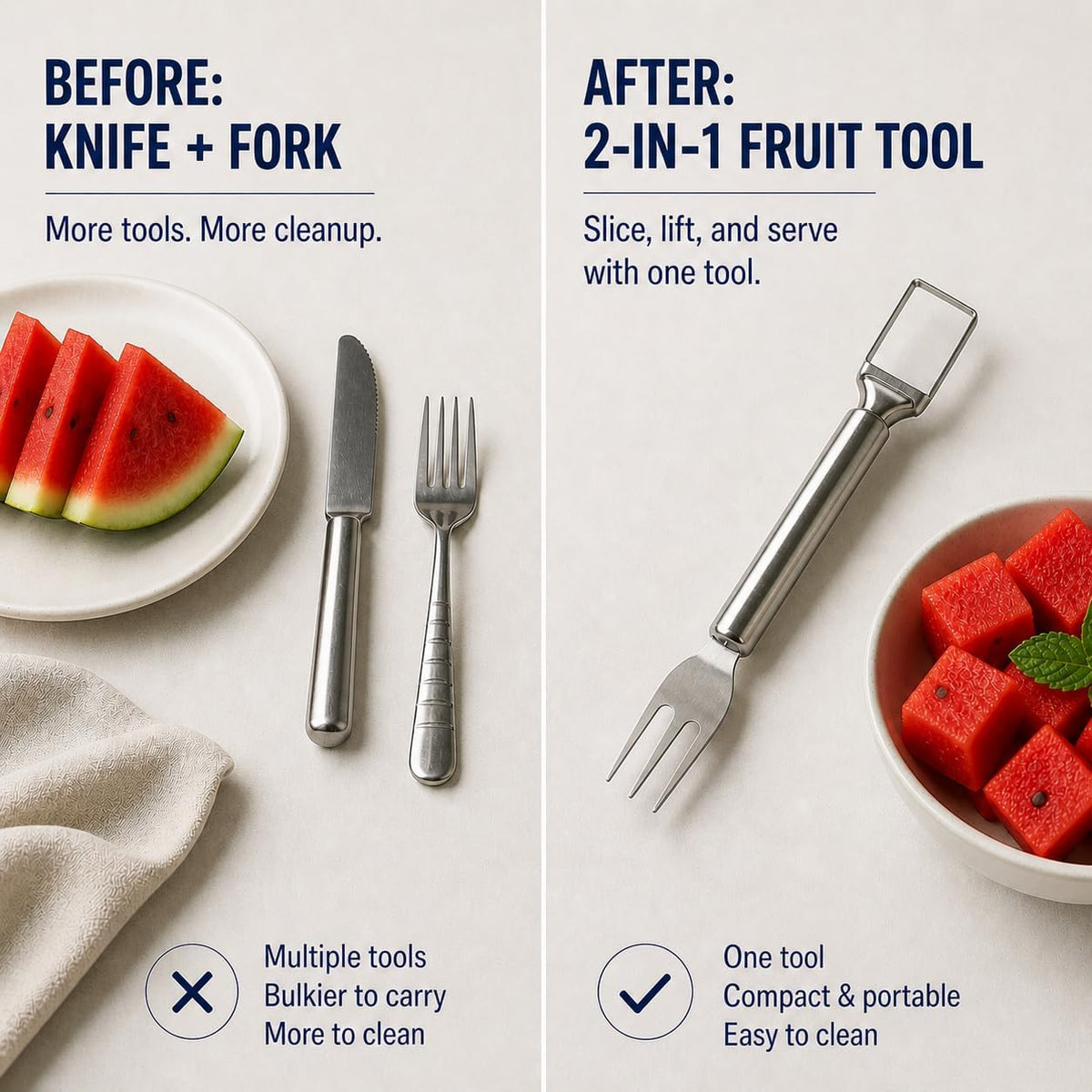 2 in 1 Stainless Steel Watermelon Slicer Fork