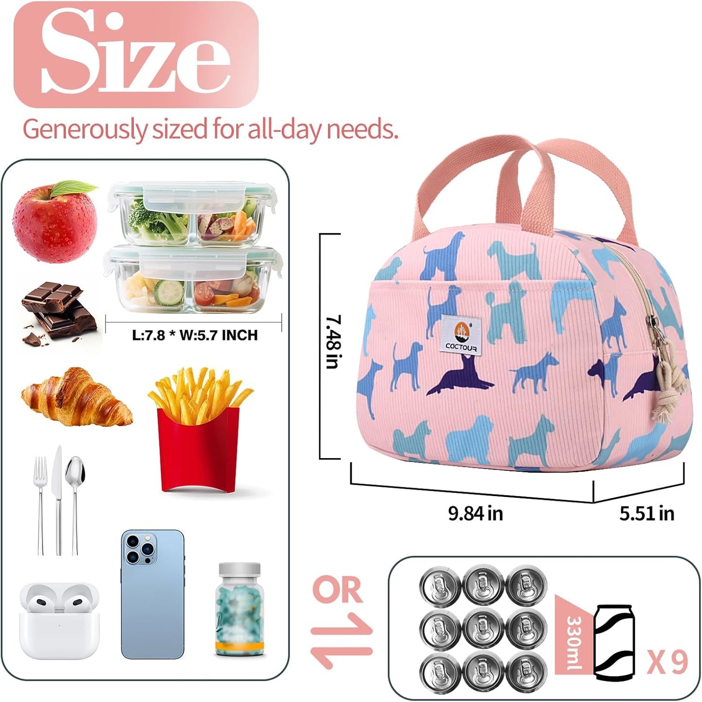 CaCTOUR Lunch Box Kids,Premium Insulated Lunchbox for Girls Boys,Soft Mini Cooler Bag Back to School Thermal Reusable Lunch Bag for Work School Picnic (Blue)
