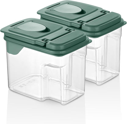 Tribello Food Storage Dispenser with Pour Spout Lid – Pantry Bin – Clear Slim Food Storage Container for Rice, Sugar, Cereal – BPA Free - Kitchen Organization (Small 1.9 Quarts - 2pack)