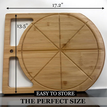 Pizza Cutting Board & Pizza Cutter, 14" Pizza Board | Gift Pizza Set, Best Pizza Cutter Rocker Blade, Bamboo Pizza Cutting Board, Pizza Slicer, Pizza Serving Board,Pizza Rocker Knife For Cutting Pizza