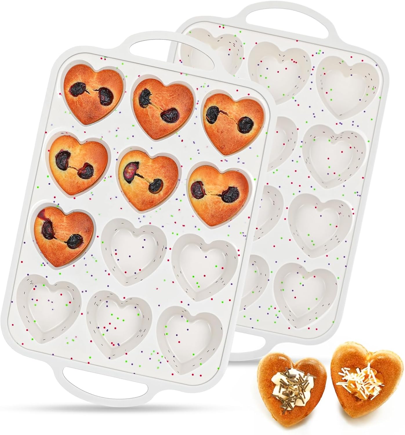 Silicone Muffin Pans for Baking, Metal Reinforced Frame 12 Cups Regular Size Silicone Cupcake Pan Nonstick Muffin Tin for Baking Muffin, Cupcake, Frittatas,BPA Free, Silicone Molds Dishwasher Safe