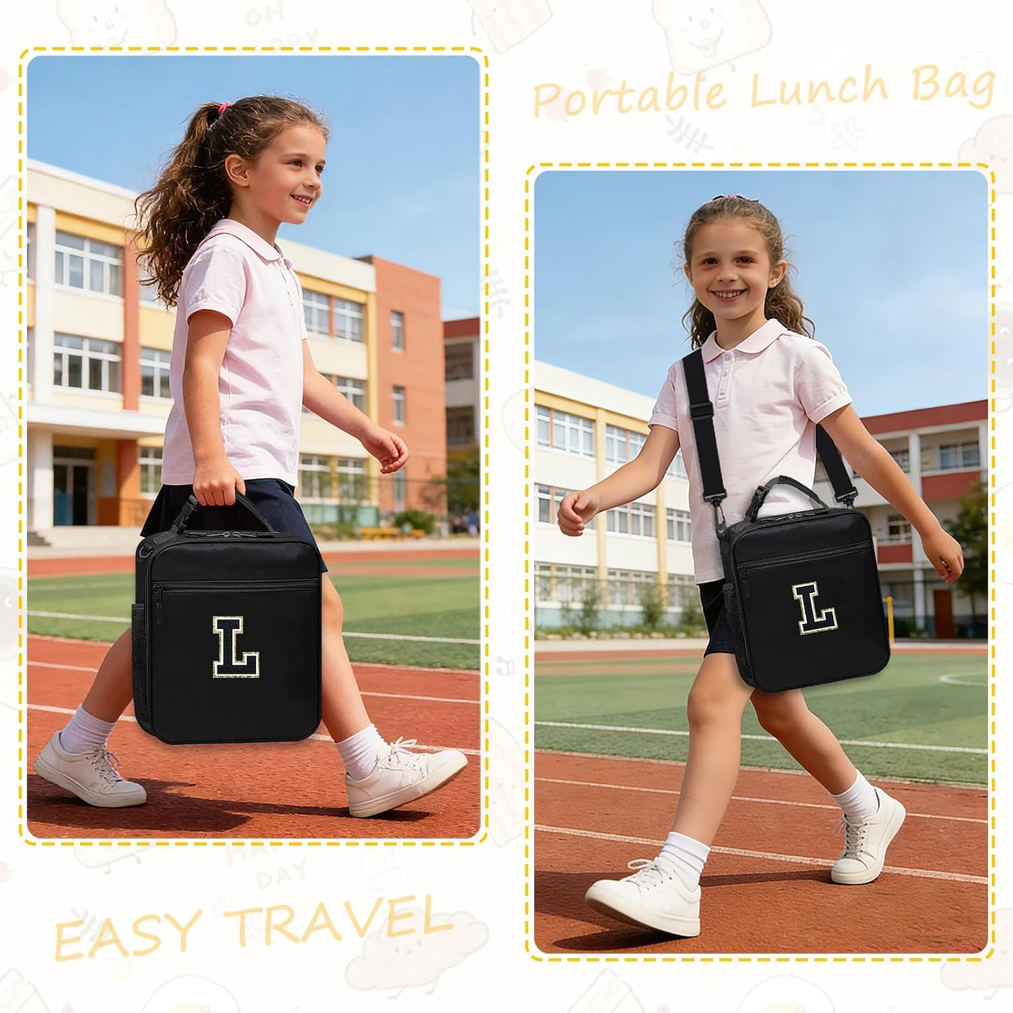 Lunch Box for Women Girls Adult Teens Kids Lunch Bag School Work Picnic Meal Food Container Carrier Purse Cooler,Insulated Lunch Tote with Handheld Shoulder Strap Water Bottle Holder Purple A