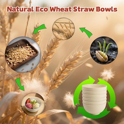 Wrova Wheat Straw Bowls for Kitchen set of 6,Anti-Scald Thick Soup Bowls 40oz,Microwave and Dishwasher Safe Bowl Sets, Unbreakable Cereal Bowl Sets. Vibrant Series