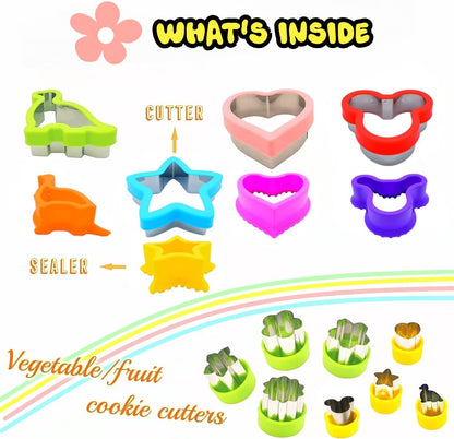 BANIC Uncrustable Sandwich Cutter, 43 Pcs Sandwich Cutter and Sealer, Crustless Sandwich Cutter Heart Star Unicorn Dino Butterfly etc, Lunch & Bento Box Accessories with Storage Container