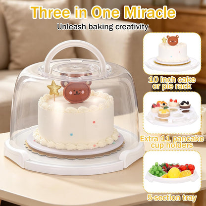 8 Inch Cake Carrier with Lid and Handle Plastic Cupcake Carrier Holder with 10 Golden Boards and Insulated Bag 8-Inch Round Cake Container