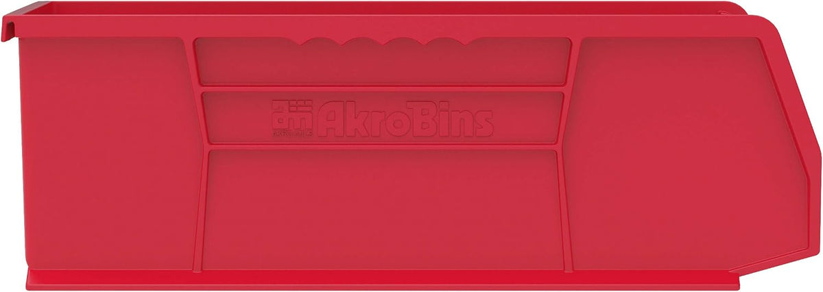 Akro-Mils 30234 AkroBins Plastic Storage Bins, Space-Saving Stackable Bins for Garage, Pantry, Craft Organization, 15" x 5" x 5", Clear, 12-Pack