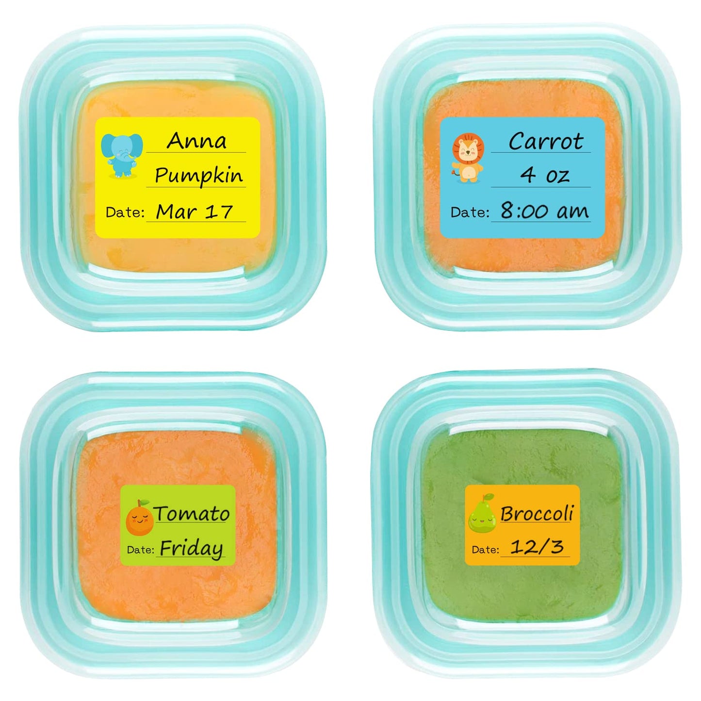 Baby Food Labels, Removable Write-On Daycare Date Labels for OXO Tot Baby Food Storage Containers, Trays, Jars, Freezer & Dishwasher Friendly, for Infants & Babies