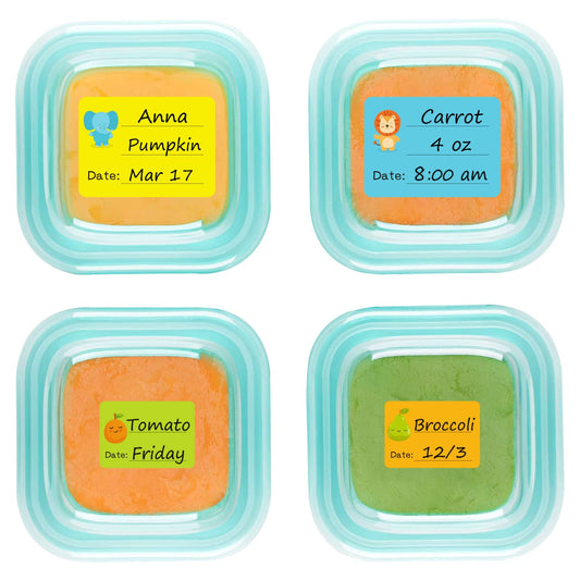 Baby Food Labels, Removable Write-On Daycare Date Labels for OXO Tot Baby Food Storage Containers, Trays, Jars, Freezer & Dishwasher Friendly, for Infants & Babies