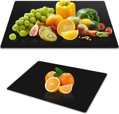 JAMBALAY Tempered Glass Cutting Boards for Kitchen, Gold 12"x8" & 16"x12" Glass Cutting Board Set with Marble Design, With Non Slip Foot, Shatter and Heat Resistant, Dishwasher Safe