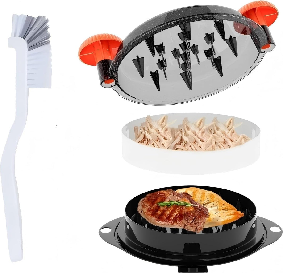 Chicken Shredder Meat Shredder Tool Twist Chicken Breast Shredder Large-Shredding Tools Chicken Breast, Pulled Pork, Beef with Stainless Steel Spikes (Blue&Black)