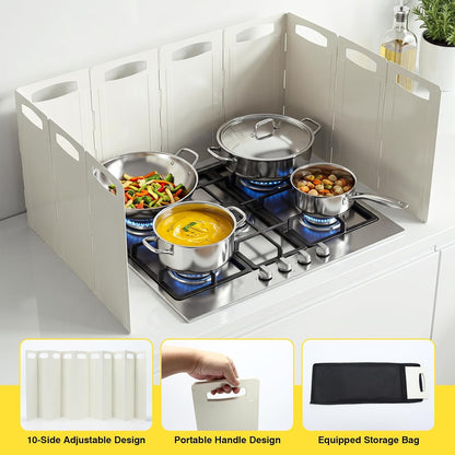 10 Sided Foldable Stove Guard Splatter Shield with Storage Bag