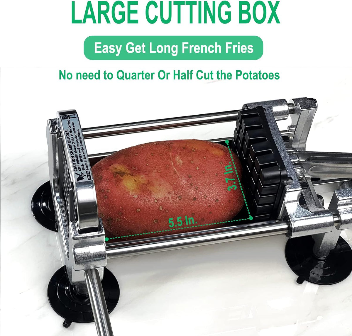 Eascandy French Fry Cutter, Heavy Duty Potato Slicer, Stainless Steel Potato Chopper Set with 1/2 and 3/8 Inch Blades for Sweet Potato, Carrot, Yam, Cucumbers.