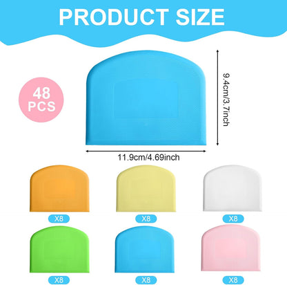 48 Pcs Flexible Plastic Dough Scraper Set