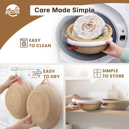 RICCLE Banneton Bread Proofing Basket, 2 Round Sourdough Banneton Baskets