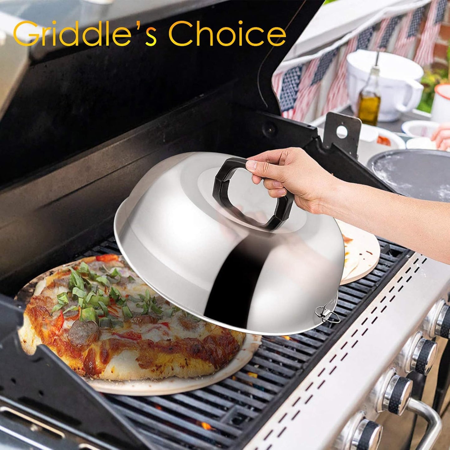 HaSteeL Cheese Melting Dome Set of 2, 12 Inch Round Basting Cover Metal Steam Cover, Stainless Steel Griddle Accessories for Flat Top Grill/Outdoor BBQ/Kitchen Cooking