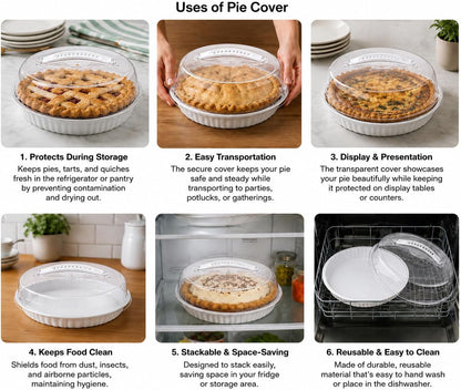 3 Count Pie Container with Lid Reusable Pie Carrier Set Clear Round Pastry Storages Stackable Plastic Pastry Holder with Secure Lid