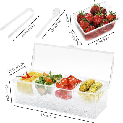 Condiment Tray, Garnish Tray for Bartenders, Fruit Tray for Bar & Bar Fruit Tray, Bar Caddy & Condiment Caddy, Garnish Serving Caddy for Home Bar, Parties & Bartending (4 Compartments)