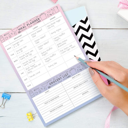 Sweetzer & Orange Meal Planner Notepad and Grocery List | 7x10 inch Pad for Organized Weekly & Daily Planning | Tear-Off Grocery Magnetic Notepad Checklist for Convenient Shopping