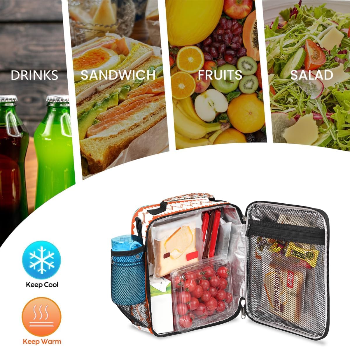 cfpolar Skull Skateboard Lunch Box for Boys Girls, Insulated Lunch Bags for Kids Reusable Mini Cooler Lunch Tote Lunchbox Thermal Meal Tote Kit with Shoulder Strap for Work School Picnic