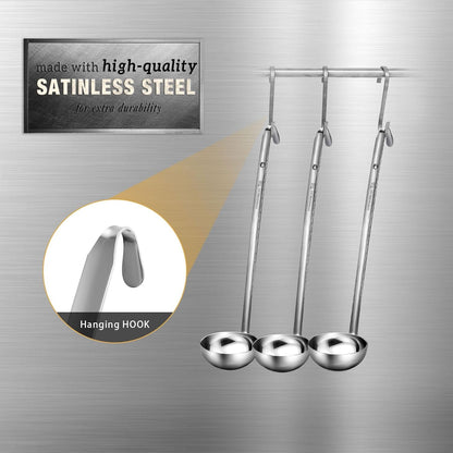 meekoo Stainless Steel Ladles Soup with Long Handle, 6oz