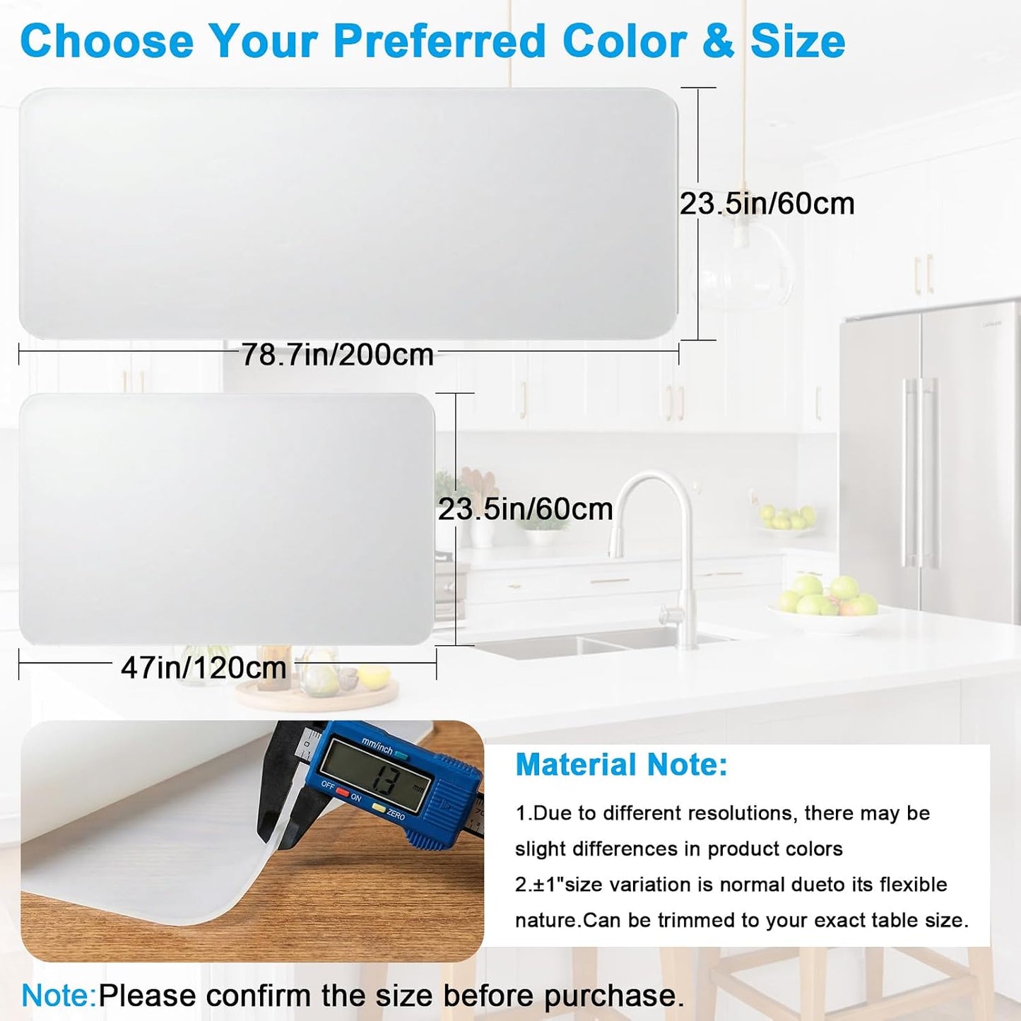 Extra Large Silicone Mats for Kitchen Counter, Heat Resistant Mat, Nonslip Kitchen Countertop Protector Mat, Cuttable Counter Protector Mats for Island Workbench(47.3''x23.6''Black)