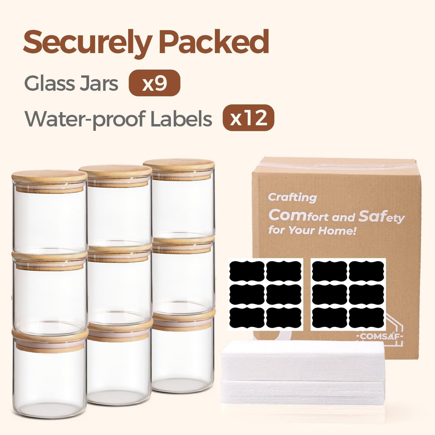 ComSaf 2Pcs Large Glass Storage Containers with Lids 4Qt, 1 Gallon Wide Mouth Flour Sugar Storage Containers, Large Capacity and Sealed for Rice, Cereal, Oat, Easy Clean and Scoop, Pantry Organization