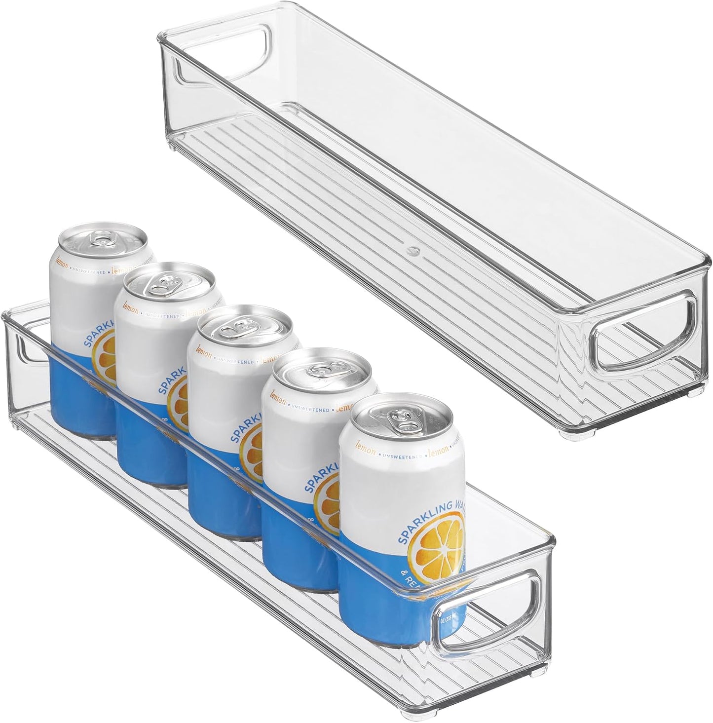 iDesign Slim Clear Plastic Storage Bin, Extra Long Narrow Stackable Organizer for Kitchen and Pantry, 2-Pack
