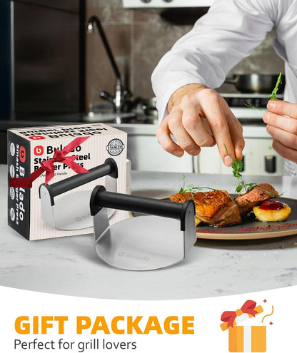 Bulado 6" Burger Press, Stainless Steel Round Burger Smasher for Griddle