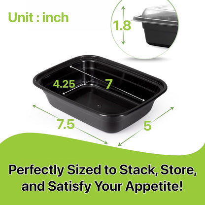 Meal Prep Containers [10 Set] 38 oz with Lids, 1 compartment, Stackable, Reusable, Leakproof, Food Safe, Microwave, Freezer & Dishwasher Safe for Food Prep Storage Bento Box (10 Set, 38 oz)