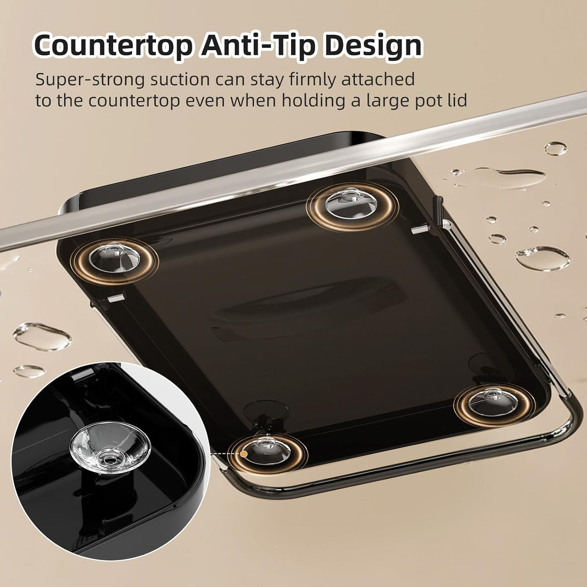 Pot Lid Holder with Wavy Spoon Rest for Kitchen Counter