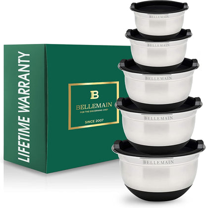 Bellemain Stainless Steel Non-Slip Mixing Bowls with Lids (4-Piece Set)