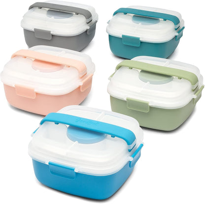 Goodful Stackable Lunch Box Container, Bento Style Food Storage with Removeable Compartments for Sandwich, Snacks, Toppings & Dressing, Leak-Proof and Made without BPA, 56-Ounce, Blue
