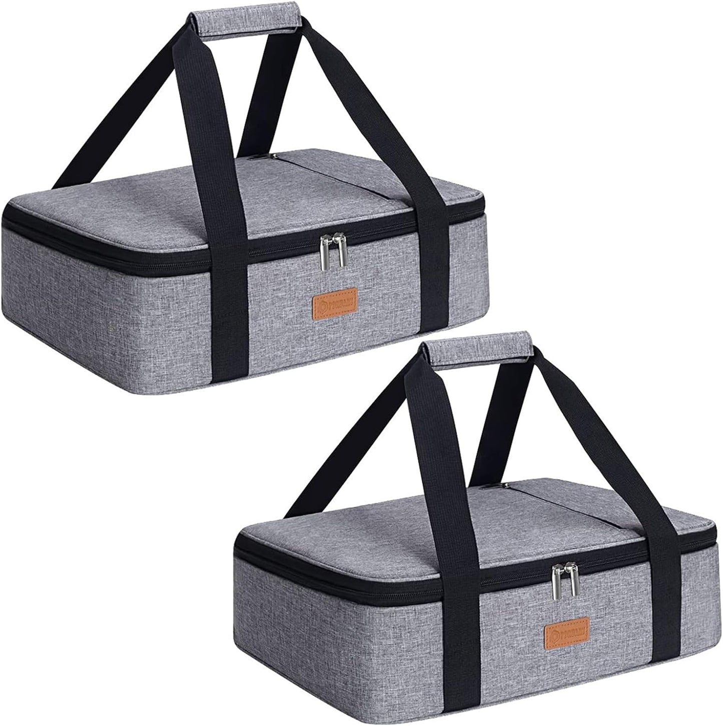 Casserole Carrier for Hot or Cold Food, Expandable Insulated Bag, Perfect Lasagna Holder Tote for Potlucks, Picnics, Beaches, Traveling, Fits 15.7" * 11" Baking Dish, Lunch Bag Gray (1PC)