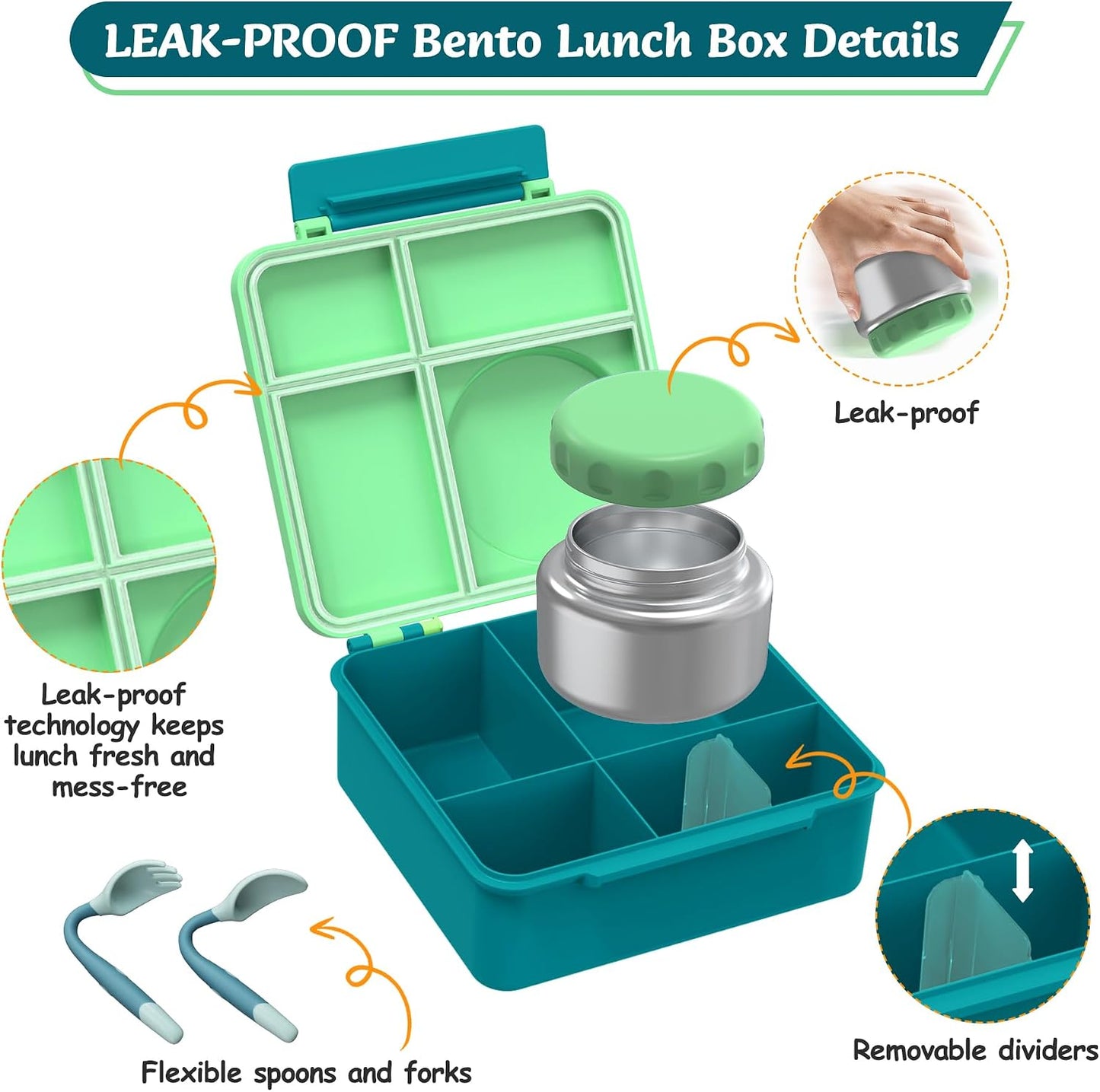 Bento Lunch Box Set for Kids with 8oz Soup Thermo, Leak-Proof Lunch Containers with 4 Compartment, Thermo Hot Insulated Food Jar and Foldable Fork Spoon, for Kids to School (pale pink)