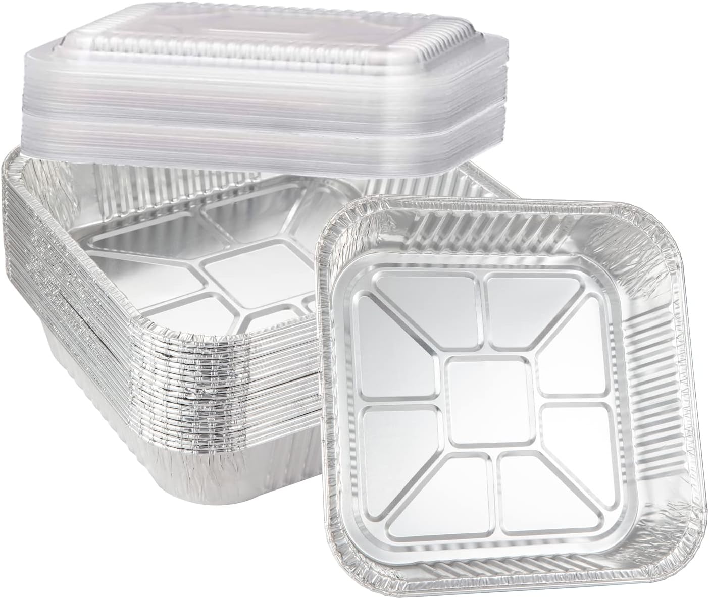 Waytiffer 25pack- 8 x 8 Aluminum foil Pans Disposable Heavy Duty Square baking Cake Pan, Cooking Tins Homemade Breads Oven Pans,Foil Pan, Baking pan Roasting