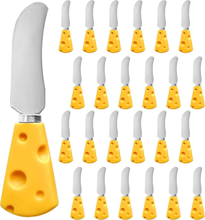 25 Piece Small Cheese Spreader Knives Set, Mini Stainless Steel Butter Knife Spreader with Wooden Handle for for Charcuterie Board, Sandwiches, Cocktail Spreaders, Dips, 4.7 inch