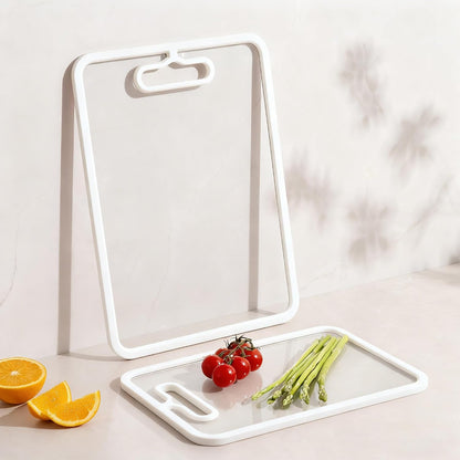 2Pcs White Glass Cutting Board for Kitchen, Tempered Glass Chopping Board with Non-Slip Edges, Dishwasher Safe Clear Cutting Board Set, Heat & Shatter Resistant,15"×11" & 13"×9"