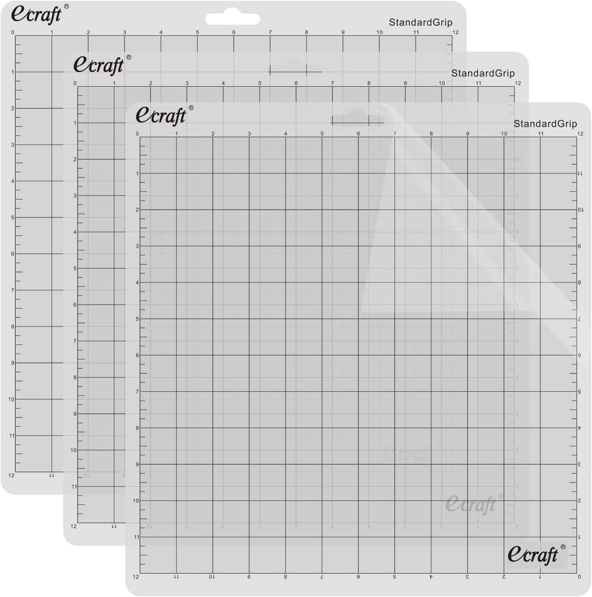 Ecraft 12x12 Cutting Mat for Silhouette Cameo 5/4/3/2/1, Variety Grip (StrongGrip, StandardGrip, LightGrip), Gridded Non-Slip Replacement Mats for Crafts, Quilting & Sewing