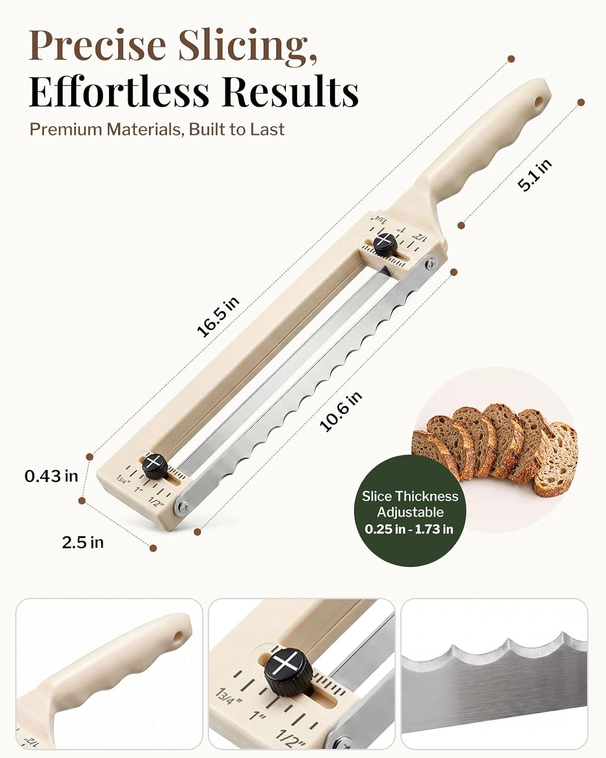 Adjustable Bread Knife, Ambidextrous Design Bread Slicer for Homemade Bread