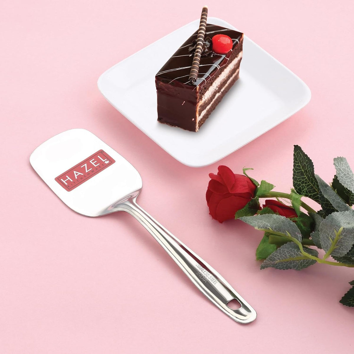 HAZEL Stainless Steel Cake Pie & Pastry Serving Spoon with Handle Slicer Lifter, Silver
