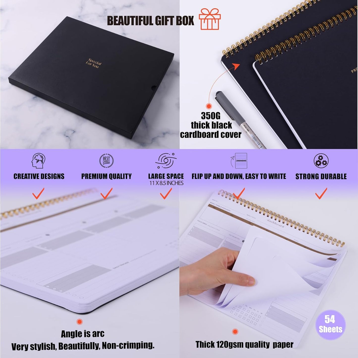 Weekly Meal Planner with Recipes and Grocery List Magnetic Notepad For Fridge - 8.5x11'' Menu Planning Pad With 54 Sheets Tear Off Shopping List For Family Dinner Menu and Meal Prep Planning