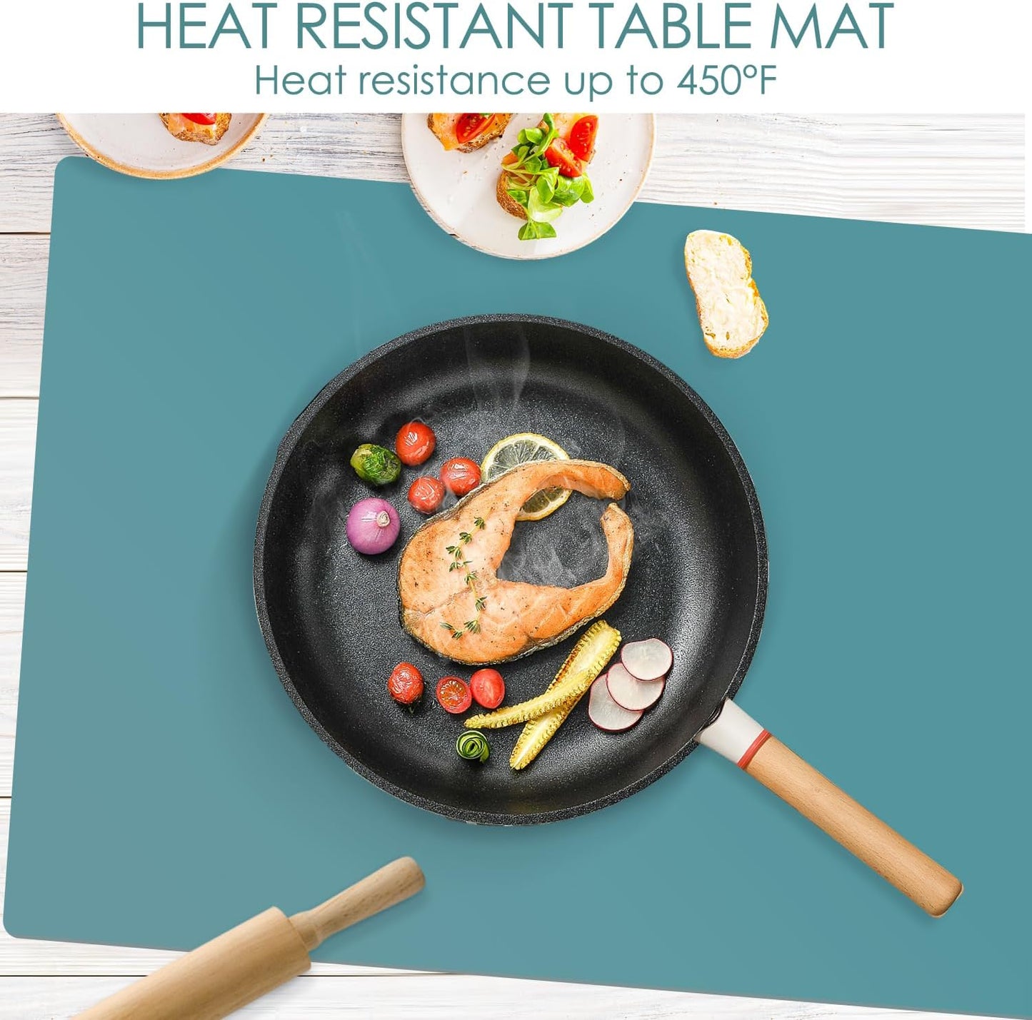 Extra Large Silicone Mat, 31.5x23.6 Inch Heat Resistant Mat for Kitchen Counter, Non Stick Silicone Baking Mat for Dough and Pastry, Thick Silicone placement Countertop Protector, Black countertop mat