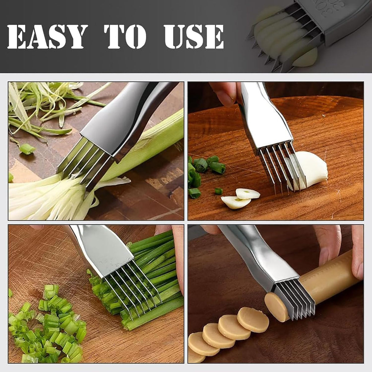 Shred Silk The Knife - Chopped Green Onion Knife - Kitchen Vegetable Cutter Sharp Scallion Shredding Cutter Shred Slicer Household Multifunctional Food Slicer Home Kitchen Gadget (1, Gold)