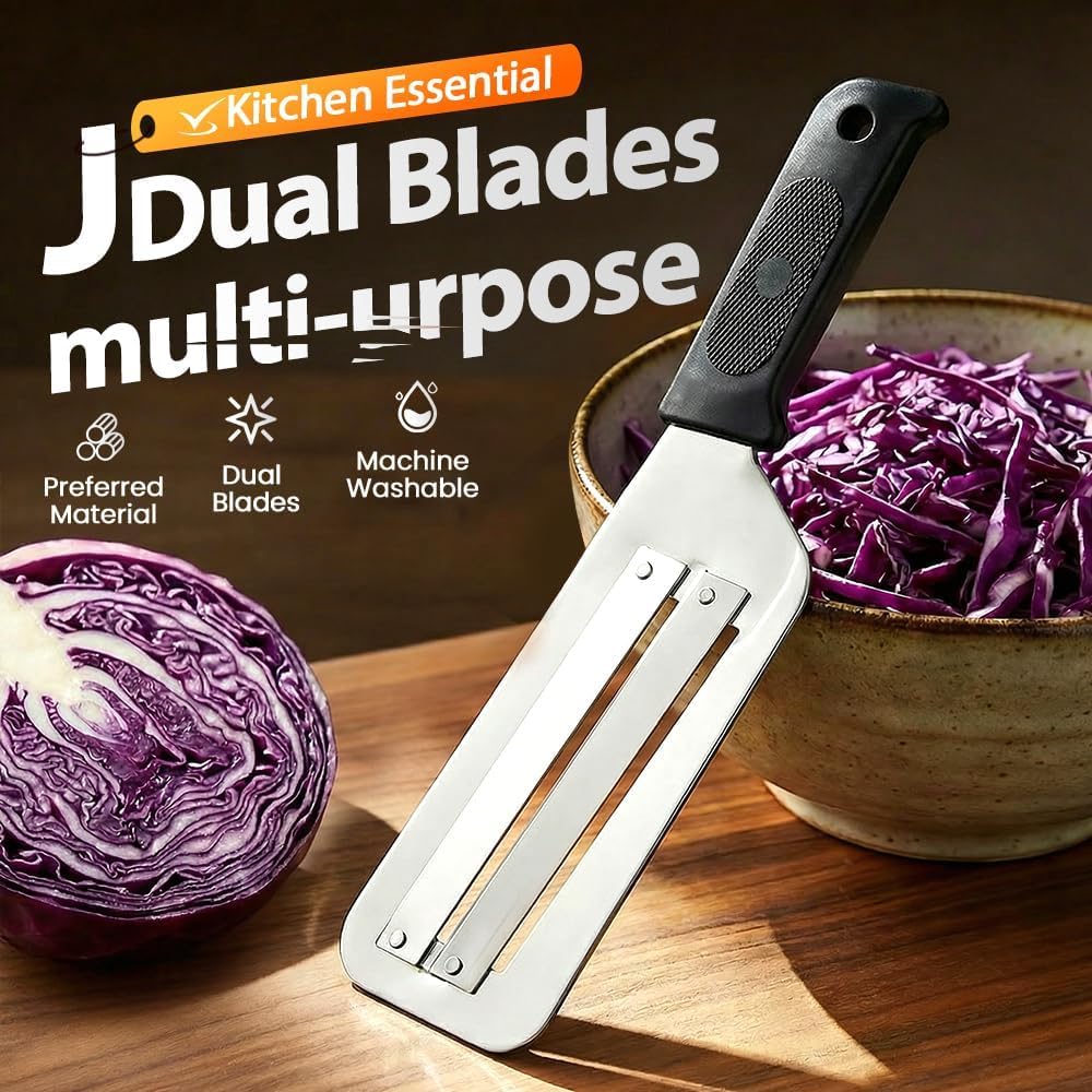 2026 Upgrade Cabbage Shredder for Coleslaw, Stainless Steel Cabbage Slicer Shredder,Stainless Steel Dual Blade Julienne Cutter, Kitchen Lettuce Knife